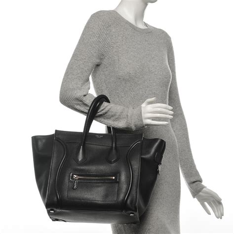 celine drummed calfskin mini luggage black|Black Drummed Calfskin Luggage Mini .